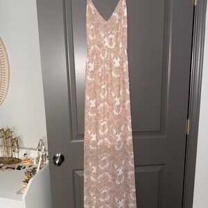 Promesa Floral Tan and Cream Dress